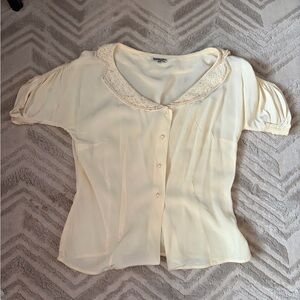 MorLove on the Couture Blvd Cream Beaded Collar Blouse Size S